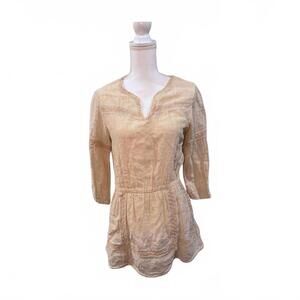 ANINE BING Cotton–Linen Peasant Tunic Dress – Size Small